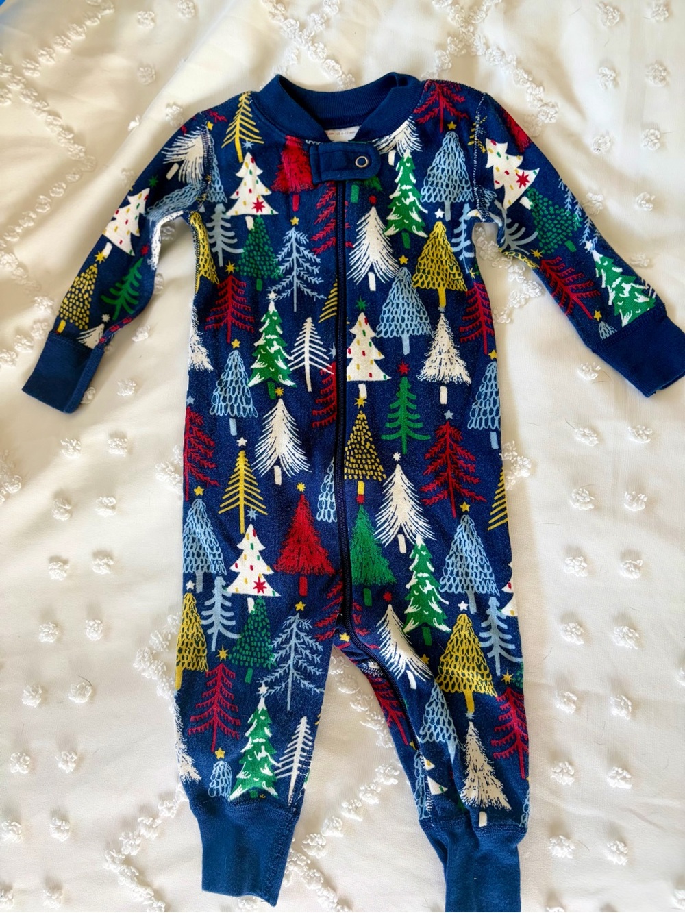 Hanna Andersson zippered Christmas tree onsie pj’s baby boy size 6-12 mo